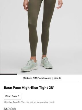 lululemon athletica High-Rise Performance Tights in Olive Green size 6